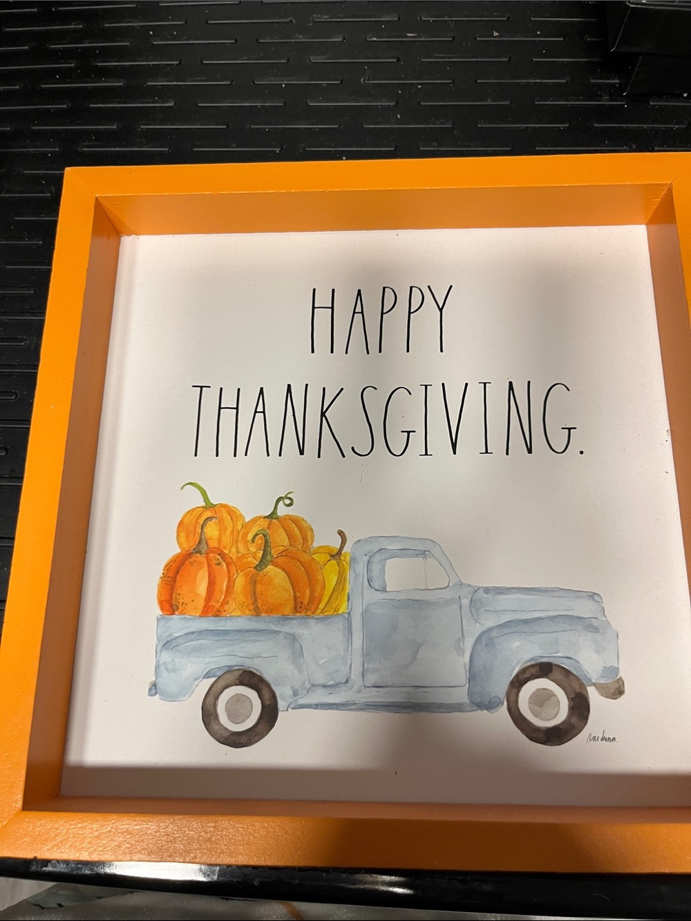 Rae Dunn Happy Thanksgiving Pumpkin Truck Wall Sign - Orange Frame
